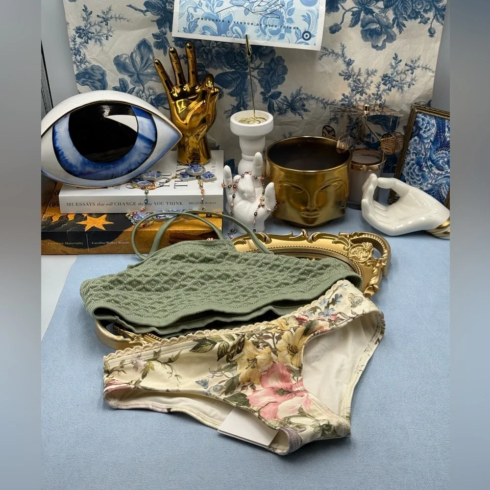 🆕 ZIMMERMANN KIDS 🧿 NWOT Waverly Knit Bandeau Bikini, Mismatched Floral Sz 10Y - Picture 5 of 14